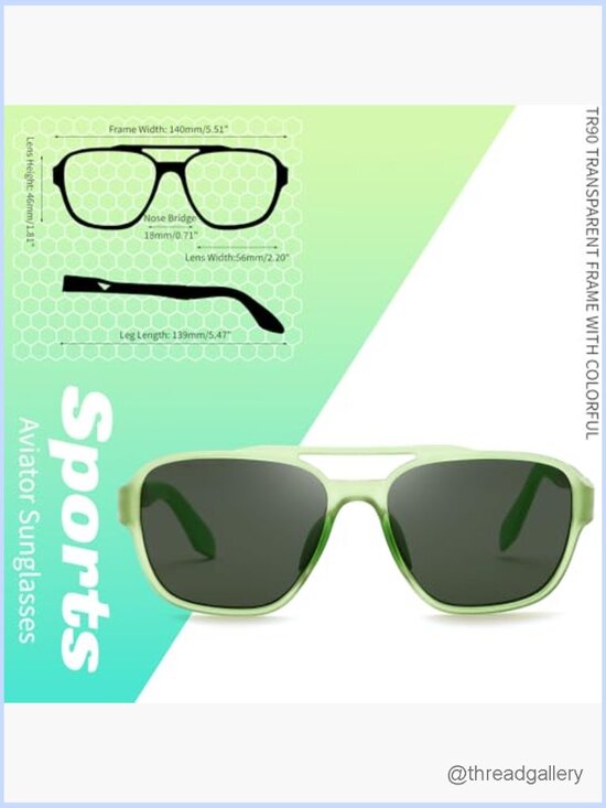 Polarized Aviator Sunglasses Retro Square TR90 Frame UV400 Protection main image 4